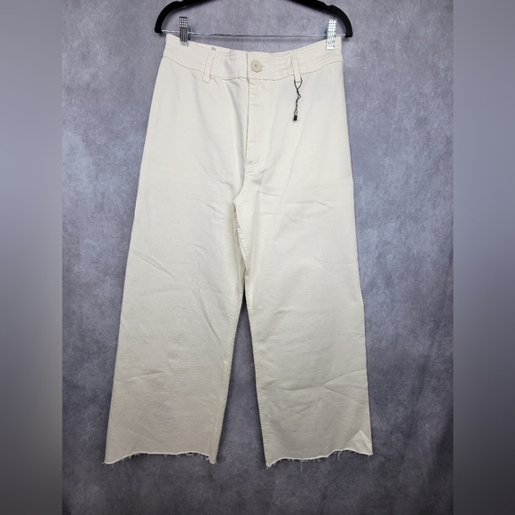 Zara Off White The Marine Straight High Rise Slim Fit Relaxed Leg Jeans Size 10 - Picture 3 of 13